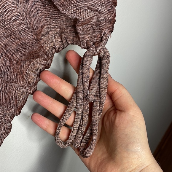 Express copper metallic rose gold cinched waist top with side tie size XS - Picture 5 of 9